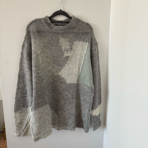Zara Lightweight Open Knit Colorblock Long Line Sweater Alpaca & Wool Size L NWT - Picture 7 of 11